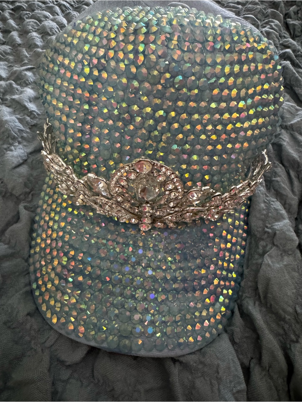 Crystal Embellished Princess Iridescent Baseball Cap - Women Accessories